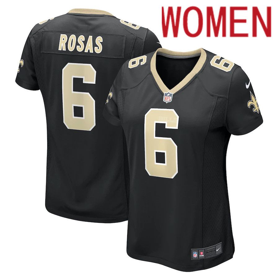 Women New Orleans Saints #6 Aldrick Rosas Nike Black Game NFL Jersey->women nfl jersey->Women Jersey